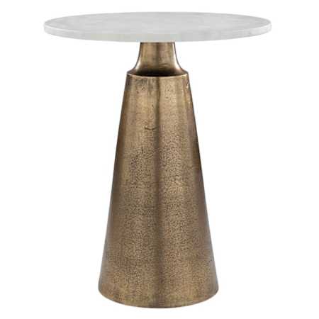Uttermost Midsummer 20" Diameter Aluminum and Marble Accent Table Antique Brass / Travertine