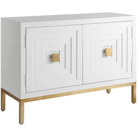 Uttermost Aiken 43" Wide 2 Door Wood Cabinet Brushed Brass / White