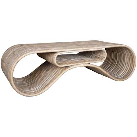 Uttermost Montrose 58" Wide Rattan Table White Wash