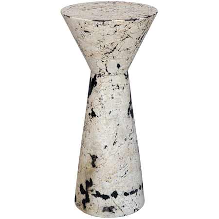 Uttermost Lenora 10" Diameter Limestone and Resin Accent Table Limestone / Black