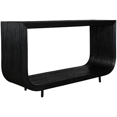Uttermost Compton 58" Wide Mahogany and Rattan Table Black
