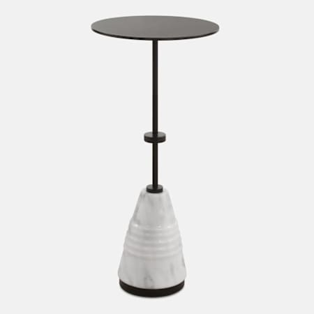 Uttermost Kincaid 11" Diameter Iron and Marble Accent Table White / Black