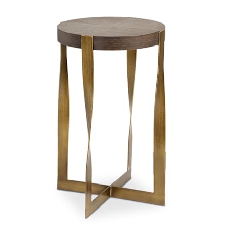 Uttermost Drew 16" Diameter Metal Walnut Accent Table Brass / Dark Chocolate