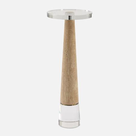 Uttermost Niari 9" Diameter Crystal and Travertine Accent Table Crystal / Travertine
