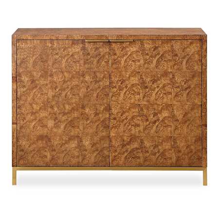 Uttermost Jethro 32" Wide 2 Door Plywood, Stainless Steel, and Wood Veneer Accent Cabinet Burl / Gold