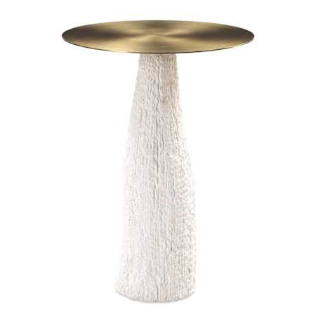 Uttermost Hollen 16" Diameter Metal and Sandstone Accent Table White
