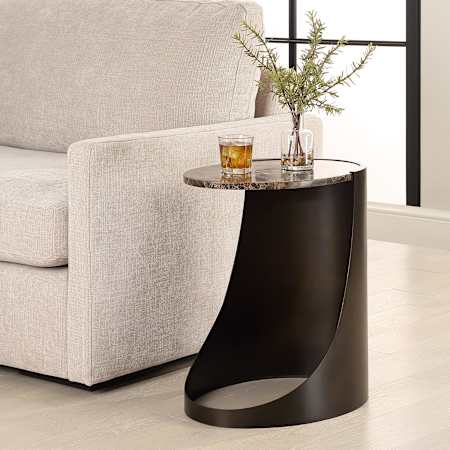 Uttermost Welling 20" Wide Marble and Metal Accent Table Black / Chocolate Brown