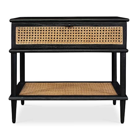 Uttermost Coast 26" Wide Wood Veneer Top Rattan, Wood, and Wood Veneer Table Black / Rattan