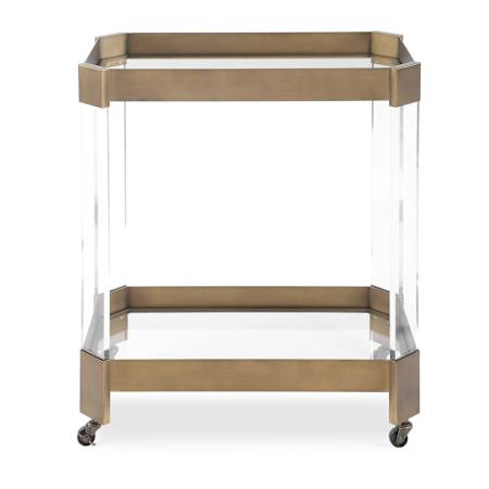 Uttermost Giselle 29" Wide Acrylic, Metal, and Tempered Glass Bar Cart Bronze