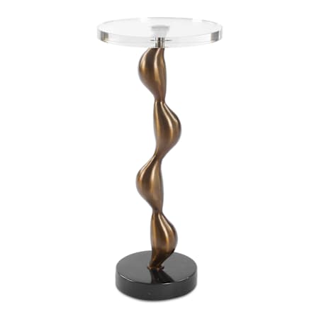 Uttermost Remolino 10" Diameter Crystal Top Crystal, Iron, and Marble Table Warm Bronze / Black