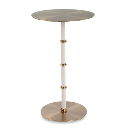 Uttermost Cyprus 14" Diameter Steel Top Leather and Steel Table Brass / White