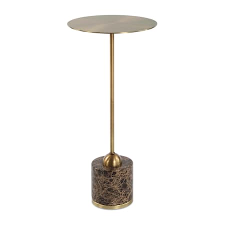 Uttermost Verlin 10" Diameter Metal Top Marble and Metal Table Brushed Bronze / Marble