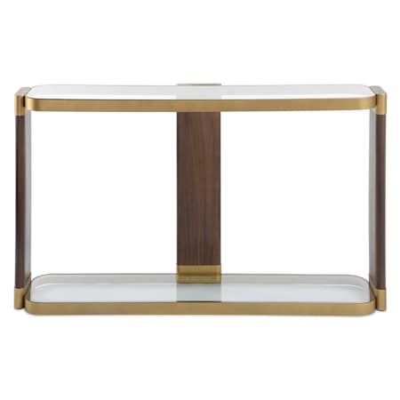 Uttermost Ryles 55" Wide Glass Top MDF and Tempered Glass Table Walnut / Gold
