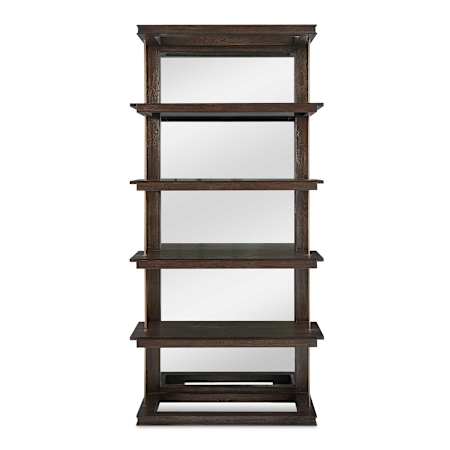 Uttermost Kai 40" Wide 4 Shelf MDF, Metal, Wood Etagere Dark Walnut / Gold