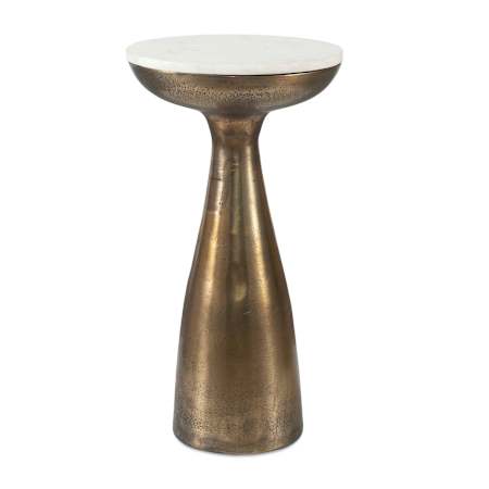 Uttermost Torin 12" Wide Aluminum and Marble Table Antique Brass