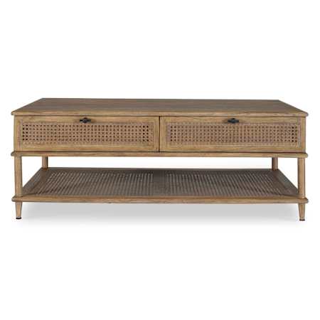 Uttermost Coast 48" Wide Wood Top MDF, Rattan, Wood, and Wood Veneer Coffee Table Woodtone
