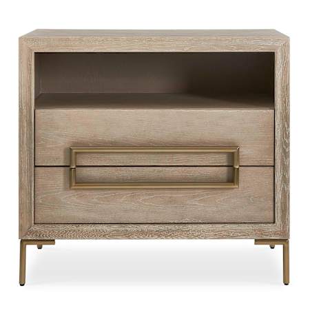 Uttermost Alessia 32" Wide Wood Top Oak, Stainless Steel, and Wood Veneer Table Brass / Woodtone