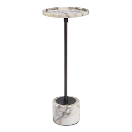 Uttermost Brunson 10" Diameter Marble Top Marble and Metal Accent Table Bronze / White