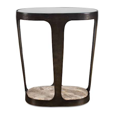 Uttermost Coronado 20" Wide Aluminum, Glass, and Marble Table Bronze