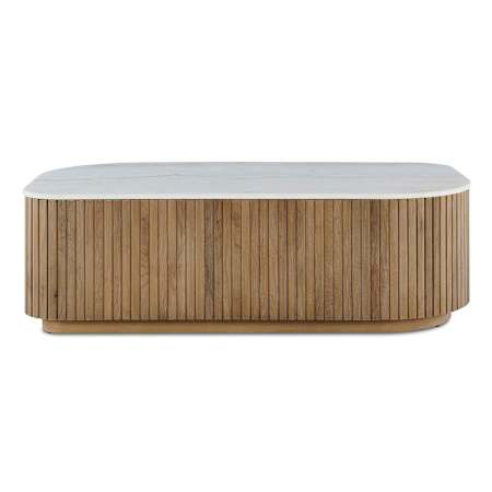 Uttermost Arik 52" Wide Alder, Marble, and Plywood Table White / Woodtone