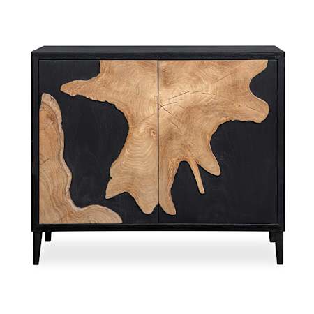 Uttermost Andrei Teak Root 2 Door Cabinet Black / Woodtone