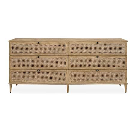 Uttermost Coast 6 Drawer Rattan Chest Woodtone