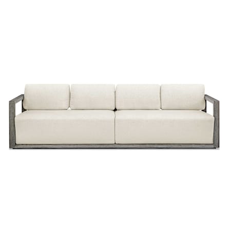 Uttermost Remsen 107" Wide Fabric and Mahogany Sofa Weathered Gray / Oyster