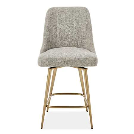 Uttermost Bramwell 20" Wide Fabric, Iron Bar Stool with Swivel Brushed Gold