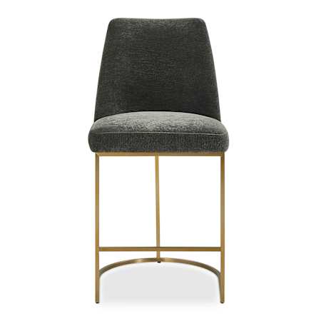 Uttermost Hanni 20" Wide Polyester Velvet, Stainless Steel Bar Stool Charcoal