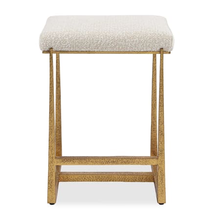 Uttermost Midas 19" Wide Fabric, Iron Bar Stool with Driftwood Toned Upholstery Textured Antique Gold
