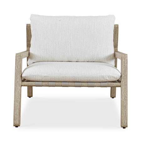 Uttermost Strapped 34" Wide Mahogany Framed Acrylic and Polyester Lounge Chair Cerused Wheat / Taupe