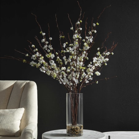 Uttermost Quince Blossoms 30" Wide Home Decor Glass Vase with White Flower Branches White Blossom