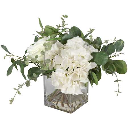 Uttermost Rosewood 13" Tall Glass Faux Flora Planter Clear