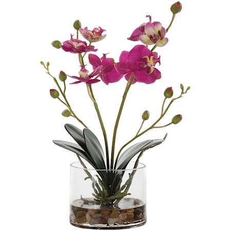 Uttermost Glory Orchid 13" Tall Glass Faux Flora Planter Clear
