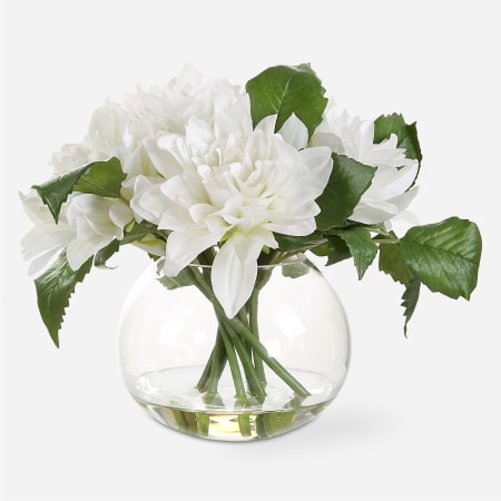 Uttermost Virtue Dahlia 12" Wide Faux Flowers in Clear Glass Vase White