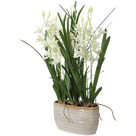 Uttermost Ariana Orchid 24-3/8" Tall Ceramic Faux Flora Planter Cream / Tan