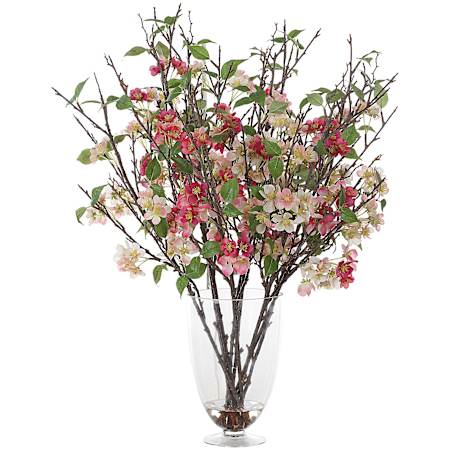 Uttermost Spring Blooms 35-1/4" Tall Glass Faux Flora Planter Clear