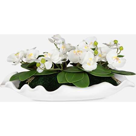 Uttermost Opulence Orchid 12" Tall Ceramic Faux Flora Planter Matte White
