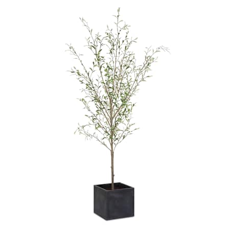 Uttermost Abundance 91" Tall Olive Tree Artificial Plant in a Concrete Cube Olive / Characoal