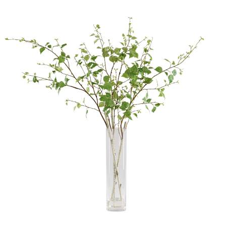Uttermost Nigra 20" Wide Birch Branches Artificial Plant in a Glass Vase Birch / Clear