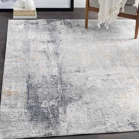 Uttermost Paoli 7-3/4' x 10-1/4' Viscose Abstract Indoor Rectangular Area Rug Gray
