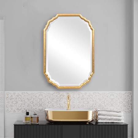 Uttermost 21-1/2" W x 31-1/2" H Specialty Framed Bathroom Mirror Metallic Gold