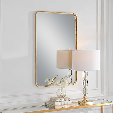 Uttermost 24" W x 38" H Rectangular Metal Bathroom Mirror Gold Leaf