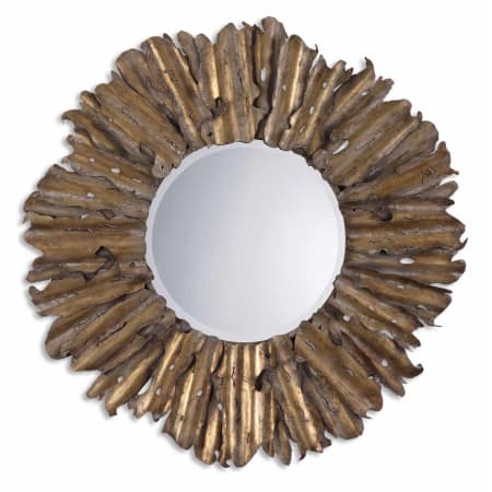 Uttermost 43" Diameter Circular / Sunburst Framed Bathroom Mirror Antique Gold Leaf