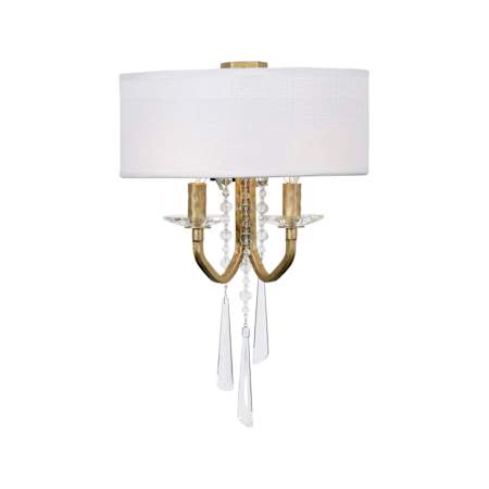 Varaluz Barcelona 2 Light 17" Tall Wall Sconce with Linen Shade Brass Kisser