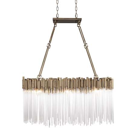 Varaluz Matrix 6 Light 37" Wide Linear Chandelier Havana Gold