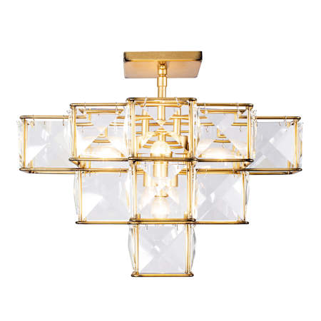 Varaluz Cubic 5 Light 19" Wide Semi-Flush Square Ceiling Fixture Calypso Gold