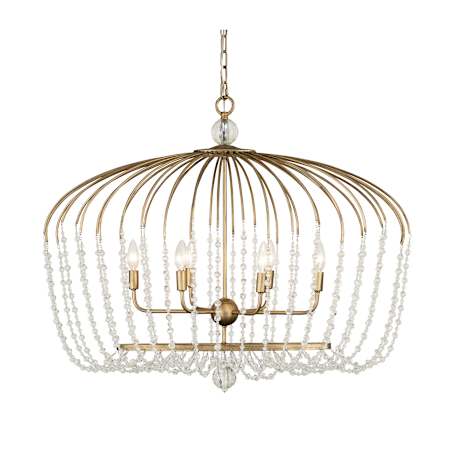 Varaluz Voliere 6 Light 36" Wide Beaded Chandelier Havana Gold