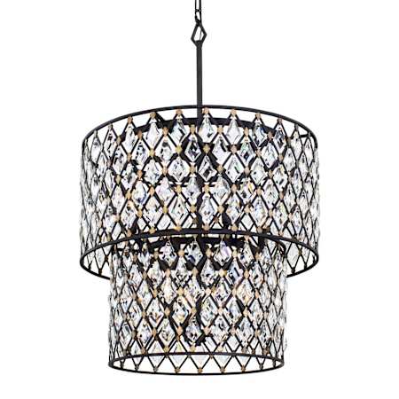 Varaluz Windsor 7 Light 25" Wide Crystal Waterfall Chandelier Carbon / Havana Gold