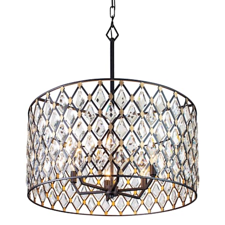 Varaluz Windsor 6 Light 25" Wide Crystal Drum Chandelier Carbon / Havana Gold
